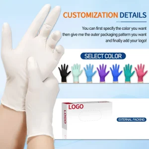 Disposable White Nitrile Gloves Waterproof & Touchscreen for Lab Garden Industrial Household Cleaning General Use