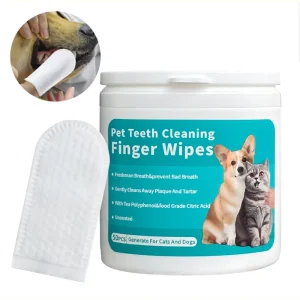 Dog Dental Wipes Teeth Cleaning Finger Wipes for Dogs & Cats Non Woven Material Mild Formula Removes Tartar