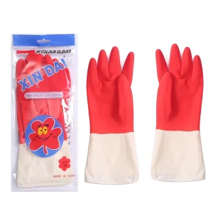 Double Color Long Cuff Washing Dish Work Gloves Reusable Latex Household Cleaning Gloves 50G Kitchen Working Gloves