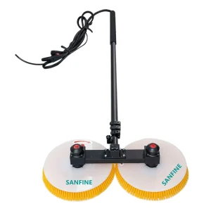 Double Head Cleaning Brush Electric Rotating Solar Panel Cleaner PV Module with Telescopic Pole Water Fed Photovoltaic Washbrush