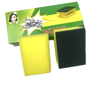 Double Side Dishwashing Sponges Scouring Pads Yellow And Green Sponge Scrubber Kitchen Cleaning Brush