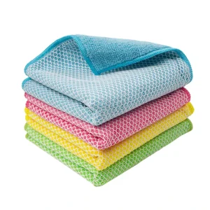 Double Side Microfiber Cleaning Cloth Kitchen Steel Wire Dishwashing Rag Non Scratch Wire Dishcloth