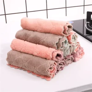 Double Sided Absorbent Dish Towel Two tone Dish Towel Kitchen Dish Cloth Thickened Cleaning Towel