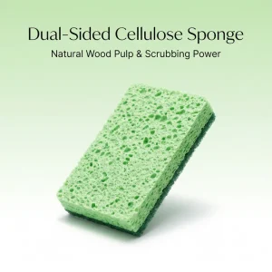 Double Sided Cellulose Sponge with Scouring Pad Custom Shape Eco Friendly for Multi Purpose Kitchen Cleaning