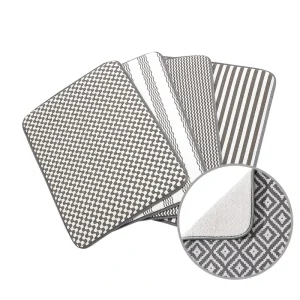 Double Sided Kitchen Dish Drying Mat Reversible Woven Pattern Absorbent Countertop Protector