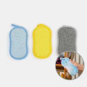 Double Sided Kitchen Scrub Sponge Pad with Hanging Loop Non Scratch Dish Washing Cleaning Sponge for Pot Pan