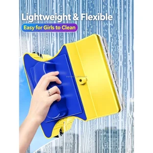 Double Sided Magnetic Window Cleaner Glass Wiper Tool with Safety Rope for High Rise Single Layer Glass Home Cleaning