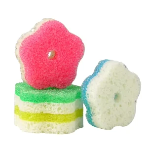 Double Sided Smile Face Scrubber Dishwashing Sponge New Design Multi Use Temperature Sensitive Cleaning Supplies for Kitchen