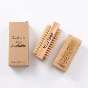 Double Sided Wooden Nail Brush Bristle Fingernail Toenail Cleaning Scrub Brushes for Manicure Pedicure Hand Foot Care Scrubber