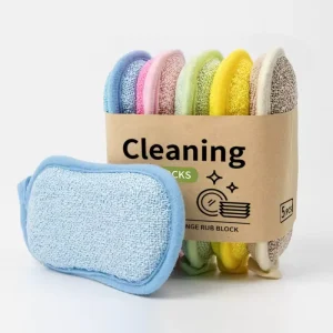 Double sided Scouring Pad Water absorbing Cleaning Block Kitchen Thickened and Durable Dishwashing Sponge Wipe