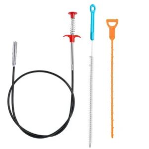 Drain Spiral Sink Cleaning Hooks Pack of 3 Drain Snake Drain Cleaner Spiral Pipe Brush Cleaning Spiral Hair Clog