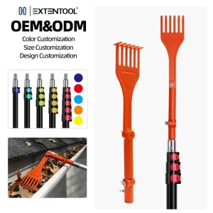 Drainage Ditch Rake Tool Telescopic Handle Durable Plastic Rake Head Adjustable Length Efficient Debris Cleaning Tool