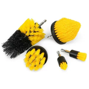 Drill Cleaning Brush Power Scrubber 5 Piece Eco Friendly PP Material Steel Handle Bathroom Household Cleaning Set