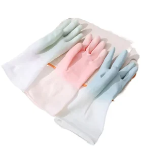Dual-Color Kitchen Cleaning Dishwashing Gloves Thickened PVC Waterproof Gloves Protective Hand for Washing Work