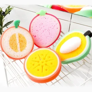 Dual Sided Scouring Pad Creative Fruit Shaped Sponge for Sink Cleaning with High Absorbency