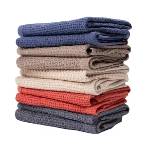 Dual-Use Rolled Edge Waffle Towel Absorbent Square Cleaning Pads for Kitchen