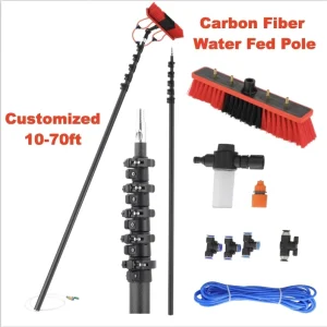 Durable Aluminum 12-30ft Telescopic Rod Eco Friendly Solar Panel Cleaning Kit Household Brushes Cleaning Tools