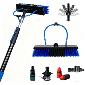 Durable Aluminum Telescopic Rod Eco Friendly Solar Panel Cleaning Kit Household Nylon Brushes Handheld Tools