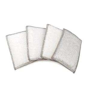Durable Bamboo Fiber Silver Sponge Scouring Pad Multi-Purpose Non-Scratch Dishwashing Tool