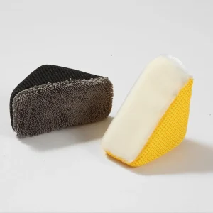Durable Eco Friendly Auto Wash Car Coral Fleece Microfiber Sponge Scouring Pads Scrubber 250% 500% Water Absorption OEM Color