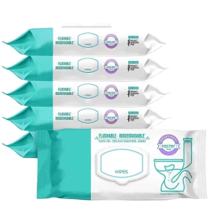 Durable Flip Alcohol Free Adult Gentle Cleansing Flushable Wipes 100% Biodegradable Flushable Wet Wipes for Toilet Use