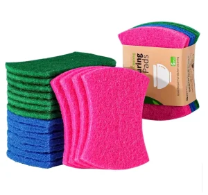Durable High Density Natural Sponge Scouring Pads (3cm Thick 750%-2000% Absorption) Rectangle Plastic Surface for Kitchen