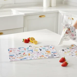 Durable Microfiber Rectangle Kitchen Towels Lint-Free Ultra Absorbent Printed Tea Towels Quick Dry Machine Washable