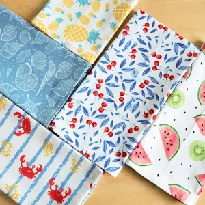 Durable Multi Purpose Cotton Waffle Weave Kitchen Tea Towel with Fruit and Leaves Patterns for Home Kitchen Dish Cleaning