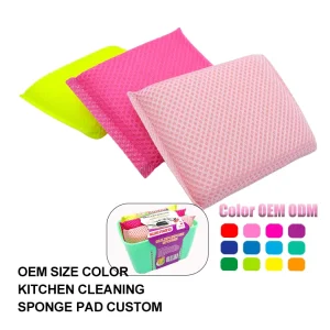 Durable Not Easy Crack Household Kitchen Dish Scrubber Sponges Scratch free Nylon Mesh Cleaning Sponge Pad