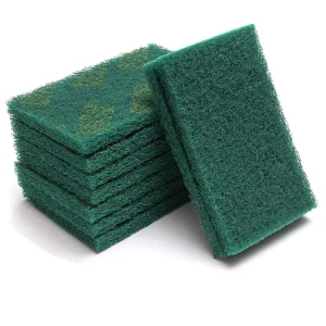 Durable Nylon Green Sponge Scouring Pad Rectangle Non Woven Abrasive Cleaning Scouring Pad with Medium Hardness OEM Customizable