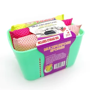 Durable Pad Sponge Scrubber for Non Scratch Heavy Oil Stain Removal in Kitchen