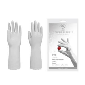 Durable Reusable Soft Waterproof Oil Resistant Medium Thickness PVC Cleaning Gloves Non Slip Pink for Home Kitchen Use