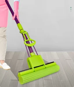 Durable Stainless Steel Telescopic Magic Eraser Mop PVA Sponge Roller Folding Wringing High Absorption Home Floor Mop