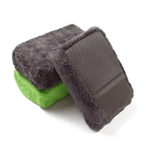 Durable Wash Car Coral Fleece Sponge Scouring Pads Dishes Cleaning Sponge Scrubber Green OEM Color Super Absorbent Quick Drying