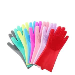 Durable Waterproof Reusable Cleaning Dishwashing Silicon Hand Gloves for Kitchen Dish Washing Silicone Kitchen Household Gloves
