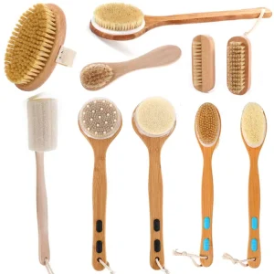 ECO Friendly Detachable Exfoliating Wooden Dry Brush for Body Care Cleaning Brush Scrubber Sisal Wooden Handle for Bath Shower