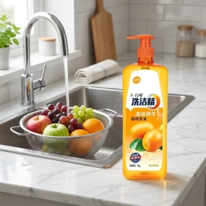 Easy Rinse Zero Residue Orange Scent 99% Antibacterial Food Grade Liquid Disposable Dish Produce Cleaner