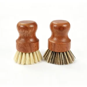 Ebony Wood Sisal Dish Brush, Eco-Friendly Non-Scratch Scrub Brush for Pots Pans Vegetables, Zero Waste Kitchen Cleaning Tool