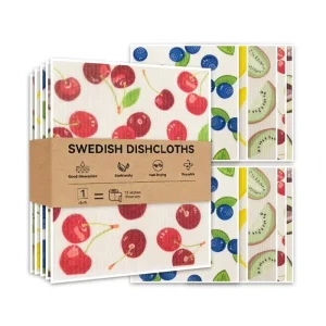 Eco Compostable Natural Cleaning Cloth Biodegradable Custom Printed Swedish Dish Cloth Cellulose Sponge Cotton Dish Cloths