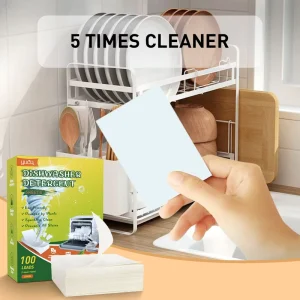 Eco Dishwasher Detergent Sheets 100 Loads Unscented Plastic Free High Efficient Solid Enzyme Dishwashing Soap Strips