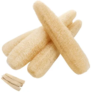 Eco-Friendly 15.7-19.7 Inch Natural Loofah Sponges Pack of 4 for Kitchen Dish Scrubbing Natural Scouring Pads