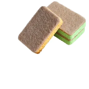 Eco Friendly BAMBWARE Sisal Cellulose Sponge Scrubber White+Yellow 2cm Thickness 250% 500% Water Absorption Kitchen Scouring Pad