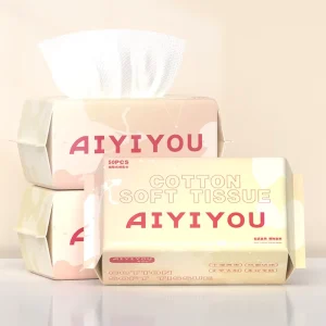 Eco-Friendly Biodegradable Facial Cleansing Wipes Soft Comfortable Disposable Nonwoven Adult Use Makeup Removal Plaid Pattern