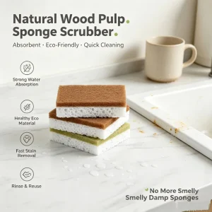 Eco Friendly Biodegradable Natural Sisal Coconut Pulp Cotton Cellulose Heavy Duty Kitchen Use Rectangle Sponge Scouring Pad
