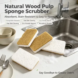 Eco Friendly Biodegradable Natural Sisal Pulp Cotton Cellulose Heavy Duty 20mm Thick Kitchen Sponge Scouring Pad