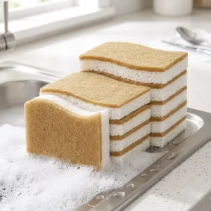 Eco Friendly Coconut Fiber Wood Non Scratch Square Kitchen Sponges Scouring Pads Cellulose Dish Cleaning Scrubber High