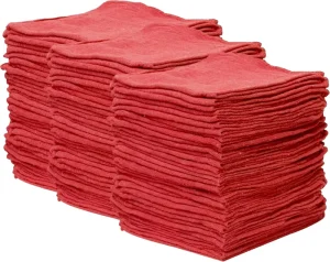 Eco-Friendly Cotton Red Shop Towels & Rags Durable Reusable Highly Absorbent Square Cleaning Cloths for Kitchen Home Auto Garage