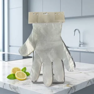 Eco Friendly Disposable Flexible Waterproof Heat Resistant PE Gloves Smooth Texture Medium Thickness Polyester Outer Kitchen