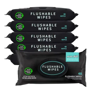 Eco Friendly Feminine Biodegradable Non Woven Individual Septic Sewer Safe Flushable Unscented Extra Soft Wipes