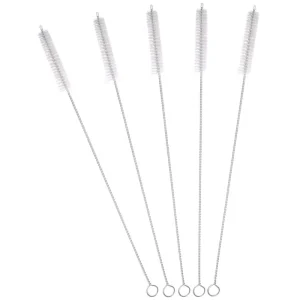 Eco Friendly Food Grade Stainless Steel & Nylon Squeegee Style Straw Cleaning Brush